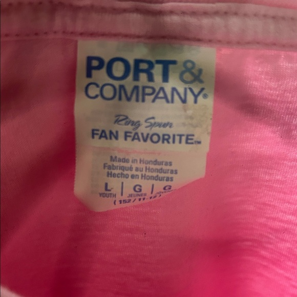 Port and Company Pink Kids Short-Sleeve Tee - Breast Cancer Ribbon Graphic - Picture 2 of 3